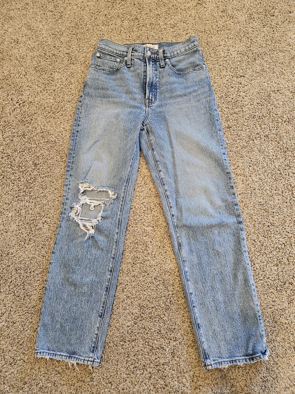 Madewell Light Blue Straight Leg Ripped Jeans